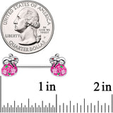 14G 9/16 Pink Gem Pink Easter Egg Bunny Barbell Nipple Ring Set
