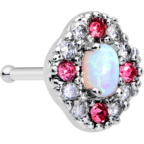 20G 5/16 White Synthetic Opal Glam Oval Nose Bone