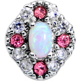 20G 5/16 White Synthetic Opal Glam Oval Nose Bone