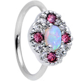 20G 5/16 White Synthetic Opal Glam Oval Nose Hoop