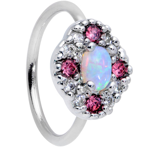 20G 5/16 White Synthetic Opal Glam Oval Nose Hoop