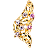 20G 1/4 Clear Pink Gem Gold Tone Airy Wing Nose Bone