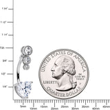 Clear CZ Gem Triple Drop Heart Belly Ring