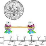 14G 9/16 Clear Blue Gem Gold Tone Easter Chick Nipple Ring Set