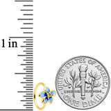 20G 5/16 Gold Tone White Blue Flower Nose Hoop