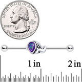 14G Blue Faux Opal Elegant Elephant Industrial Barbell 38mm