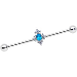 14G Blue Gem Renaissance Cross Industrial Barbell 38mm
