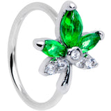 20G 5/16 Clear Green Gem Pot Leaf Nose Hoop