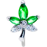 20G 5/16 Clear Green Gem Pot Leaf Nose Hoop
