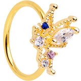 20G 5/16 Clear CZ Gem Gold Tone Star Angel Christmas Nose Hoop