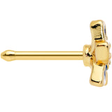 20G 1/4 Gold Tone White Blue Flower Nose Bone