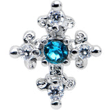 20G 5/16 Clear Blue Gem Renaissance Cross Nose Bone