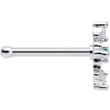 20G 5/16 Clear Blue Gem Renaissance Cross Nose Bone