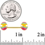 14G 9/16 Gold Tone Red Fancy Easter Chick Barbell Nipple Ring Set