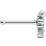 20G 1/4 Clear CZ Gem Purple White Flower Nose Bone