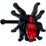 20G 1/4 Red Gem Black Halloween Spider Nose Bone