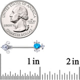 14G 9/16 Clear Blue Gem Renaissance Cross Barbell Nipple Ring Set