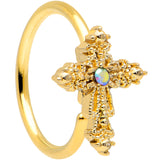 20G 5/16 Aurora CZ Gem Gold Tone Subtle Cross Nose Hoop