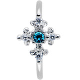 20G 5/16 Clear Blue Gem Renaissance Cross Nose Hoop