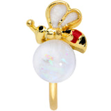 20G 5/16 White Faux Opal Gold Tone Insect Nose Hoop