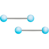 14G 9/16 Blue White Ombre Soft Finish Barbell Nipple Ring Set