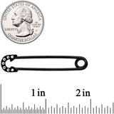 14G Clear Gem Black Punk Rock Safety Pin Industrial Barbell 38mm