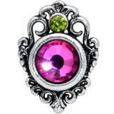 20G 1/4 Orange Green Tourmaline Fire Nose Bone