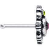 20G 1/4 Orange Green Tourmaline Fire Nose Bone