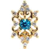 20G 1/4 Clear Blue Gem Gold Tone Royal Heart Nose Bone