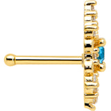 20G 1/4 Clear Blue Gem Gold Tone Royal Heart Nose Bone