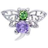 20G 1/4 Green Purple Gem Dragonfly Nose Bone
