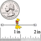 14G Bow Tie Yellow Red Giraffe Industrial Barbell 38mm