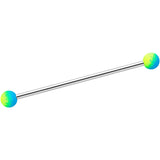 14G Blue Green Ombre Soft Finish Industrial Barbell 38mm