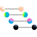 Black Peach Blue Pink Ombre Soft Finish Barbell Tongue Ring Set of 4