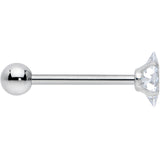 Clear CZ Gem Rhombus Top Barbell Tongue Ring