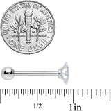 Clear CZ Gem Rhombus Top Barbell Tongue Ring
