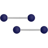 14G 9/16 Navy Blue Soft Finish Barbell Nipple Ring Set