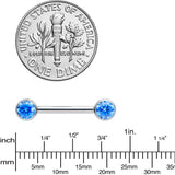 14G 1/2 Blue CZ Gem G23 Titanium Threadless Nipple Ring Set