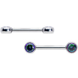 14G 1/2 Vitrail CZ Gem G23 Titanium Threadless Nipple Ring Set