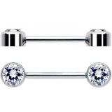 14G 9/16 Clear CZ Gem G23 Titanium Threadless Nipple Ring Set
