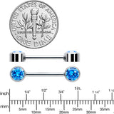 14G 9/16 Blue CZ Gem G23 Titanium Threadless Nipple Ring Set
