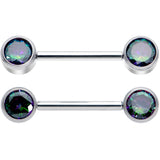 14G 9/16 Vitrail CZ Gem G23 Titanium Threadless Nipple Ring Set