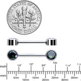 14G 9/16 Vitrail CZ Gem G23 Titanium Threadless Nipple Ring Set