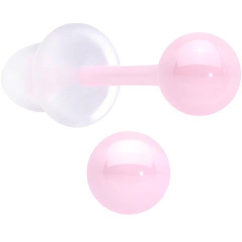 4mm Pink Ceramic Ball Stud Earrings 18G