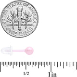 4mm Pink Ceramic Ball Stud Earrings 18G