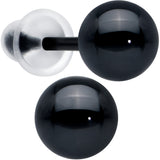 6mm Black Ceramic Ball Stud Earrings 18G
