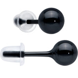 6mm Black Ceramic Ball Stud Earrings 18G