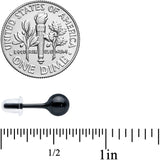 6mm Black Ceramic Ball Stud Earrings 18G