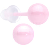 6mm Pink Ceramic Ball Stud Earrings 18G