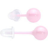 6mm Pink Ceramic Ball Stud Earrings 18G